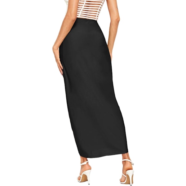 Kvinnors avslappnade slitsade omslag asymmetriska elastiska hög midja maxi draperad kjol