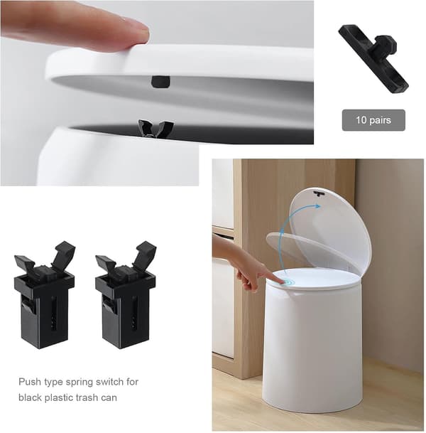 Touch Lid Bin Lock, Plastik Udskiftningslåse, Bin Lock Catch, Udskiftnings Bin Clasp, 10Pairs Touch Lid Bin Latch Lock, Sort