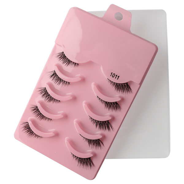Halva fransar naturlig look 3D curl falska ögonfransar, faux mink natur