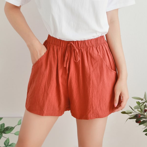 Kvinners 5\" Inseam Drawstring Lin Blanding Shorts XXL