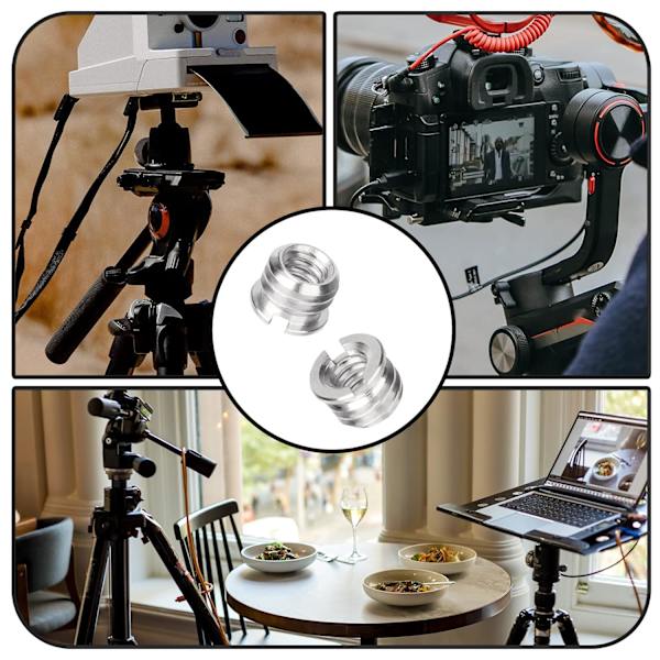 1/4 hun til 3/8 han gevind, 3/8 til 1/4 adapter, adapter kompatibel med mikrofonstativ, tripod, monopod kuglehoved, kamerastativ, 12 stk.