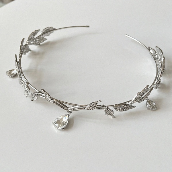Brude Perle Hodebånd Blad Krystall Tiara Brude Hodeplagg, Bryllup