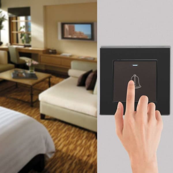 Utomhus dörrklocka knapp, 220-250V härdat glas panel dörrklocka switch tråd