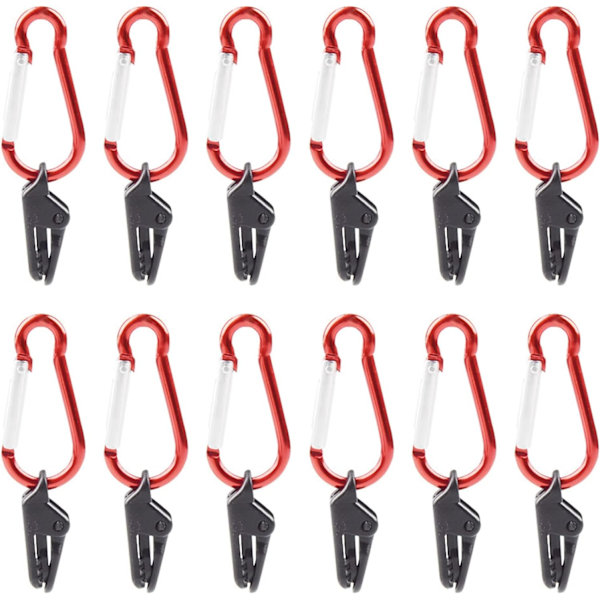 12 st presenningklämmor med karbinhake, kraftig låsgrip tumskruv campingtältklämma klämma med spänne för markiser, utomhuscamping, husvagnsmarkiser, bilöverdrag