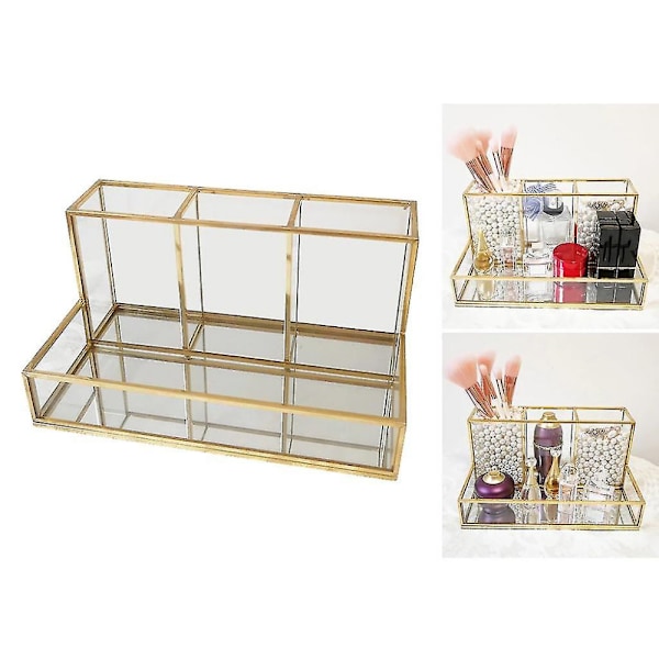 Klar akryl makeup børsteholder med 4 rum Organizer opbevaringsboks|makeup arrangører