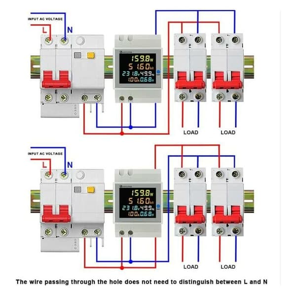 D52-2066 100A multifunksjonell digital elektrisk effektmåler AC250-450V skinne