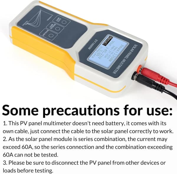 Solpanel Multimeter, EY1600W Fotovoltaisk Panel Multimeter Solpanel MPPT Tester Maksimal Effekt Punkt Effekt Måler
