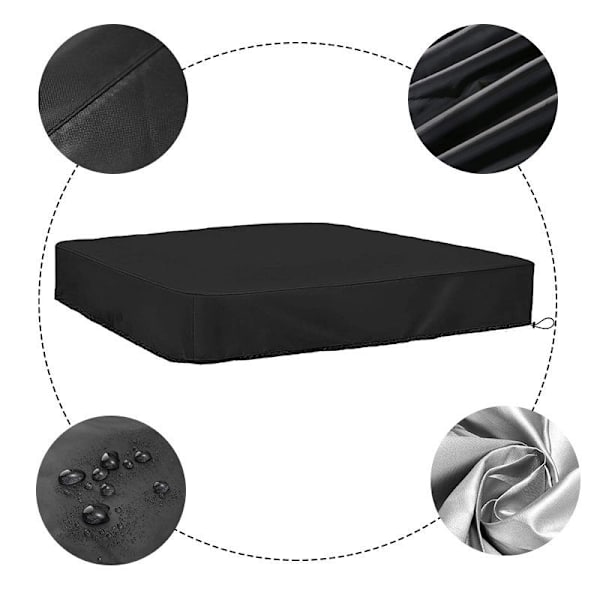 Vedenkestävä hiekkalaatikon kansi, 120 * 120 * 20 cm Suojaava hiekkalaatikon kansi Taffeta hiekkalaatikon kansi vetoketjulla, puutarhan hiekkalaatikolle, musta