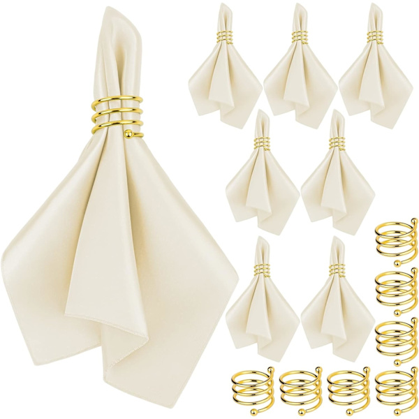 Servietringe sæt af 8, Servietholder (Guld)