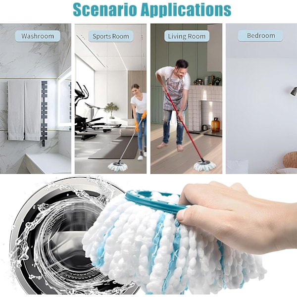 4 kappaletta Leifheit Clean Twist Disc Mop -moppiin sopivat mikrokuituliinat - tehokas puhdistus lialta ja lattianpesu