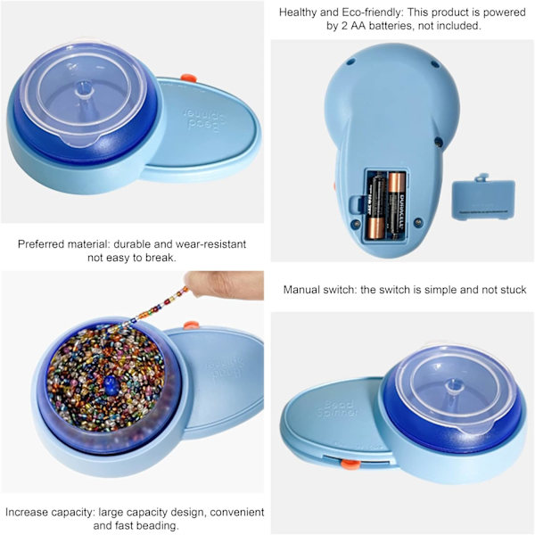 Elektrisk Perlespinder Kit med 3 Plastskål, Automatisk Perletrådning med 2 Perlespinder Nåle, Perletråd til Smykkefremstilling Armbåndsfremstilling Snøring Håndværk