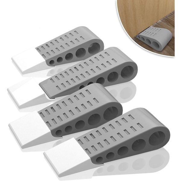 4 st Anti-Slip Heavy Duty Gummistopp för Dörrar, Anti-Scratch Dörrstopp Fungerar på Alla Ytor (Grå)