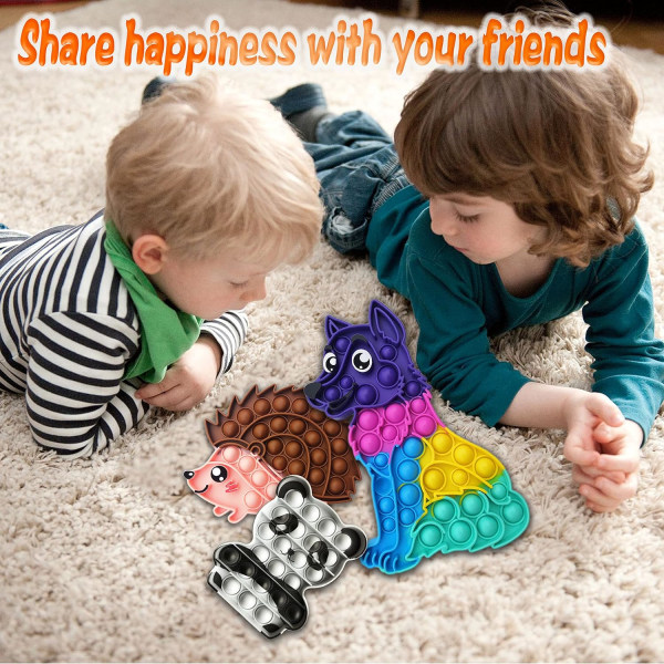 Dr.Kbder Pop Its Party Favors Animal Pack Panda Wolf Hedgehog Sensory Montessori Legetøjside Fidget Legetøj Valentinsdagsgaver til børn Klasseværelse Popitsfidgets til piger Børn 3 4 5 6 7 8 9 10 11 12