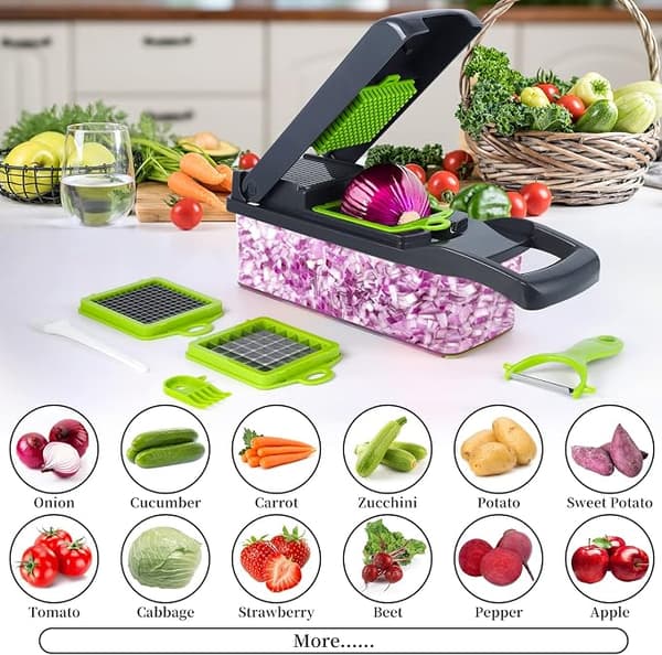 Vegetabilskhakker, Pro Løghakker, 14 i 1 Multifunktionel Madhakker,