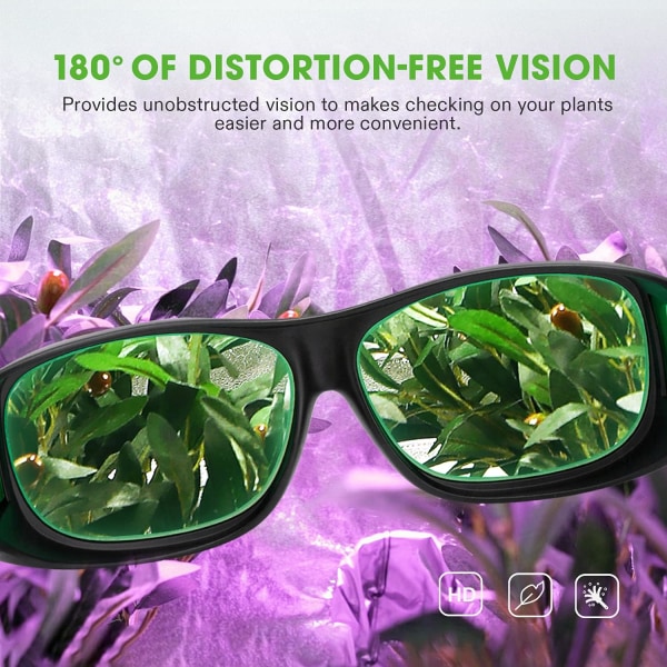 1-Pack innendørs Hydroponics LED Grow Room-briller med brilleveske