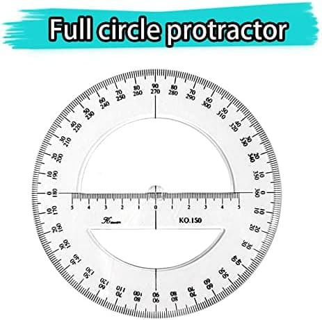 15cm Plast 360 Full Circle Protractor Matematikk Måleverktøy Full Medium Ang