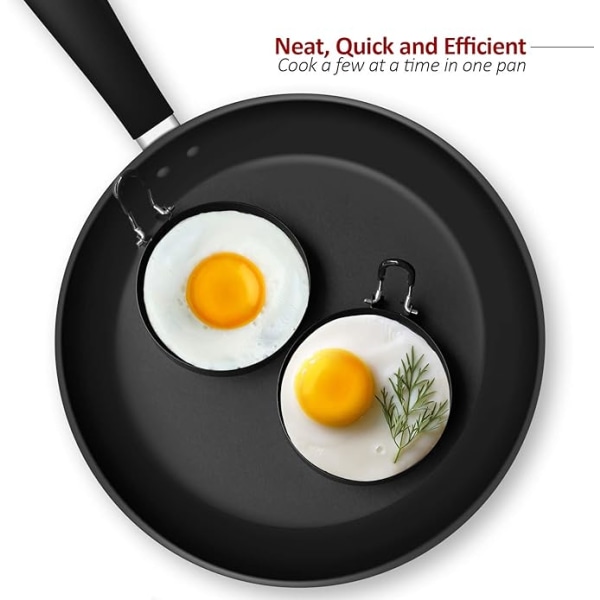 Eggesirkel, 4-pak rustfritt stål eggekokeringer, stekte egg og omelett