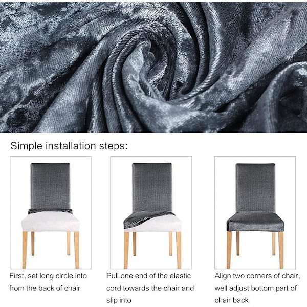 2 stk knuste fløyel stolseter, stretch stolseter, elastisk stolseter