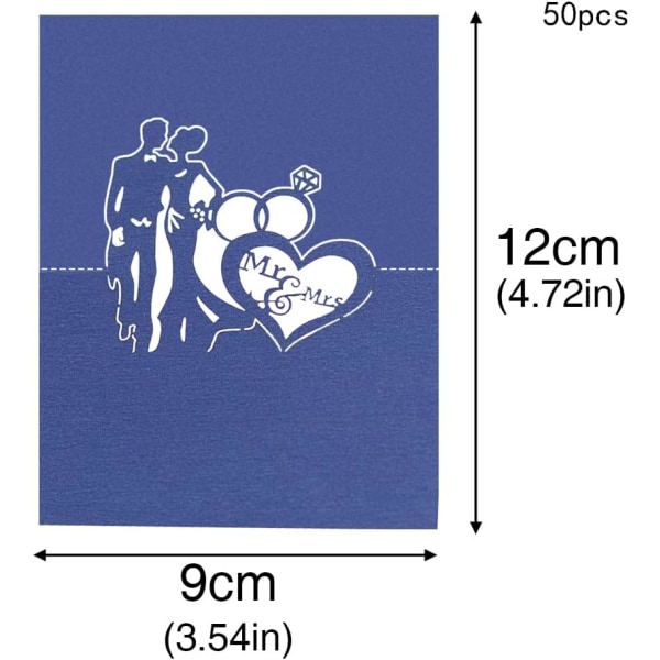 50 stk. 3D bordkort par design bordnavnekort foldbare blanke papirnavne