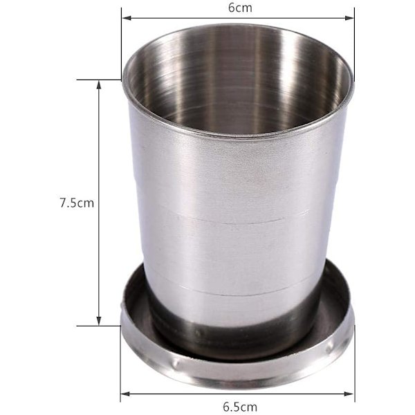 Hopfällbar mugg 65ML rostfritt stål teleskopmugg premium nyckelring vinglas