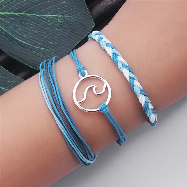 String Wave armband för kvinnor flickor Handgjorda färgglada vattentäta