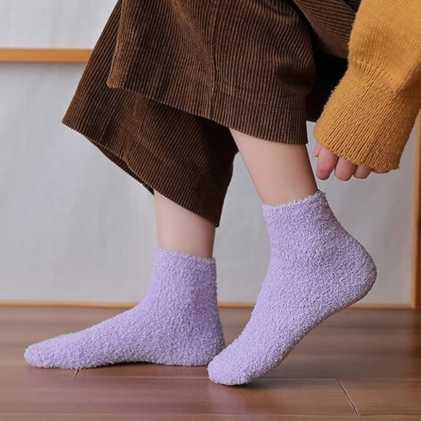 Womens Fuzzy Socks 5 Par, Vinter Varma Mjuka Tofflor Strumpor, Halkskydd Gripstrumpor Mysiga Sov Fluffy Strumpor Gåvor