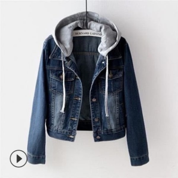 Kvinners Casual Avtakbar Hoodie Denim Jakke, L