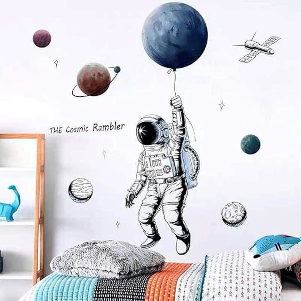 ASTRONAUT väggdekaler I rymdplanet raket måne väggdekal I dekorativa dekaler barnrum pojke & flicka tonåringar cool