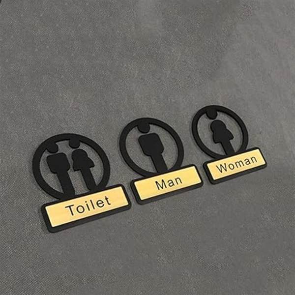 Mænd og kvinder symbol toiletskilt, akryl nummer toiletskilt, wc hjem badeværelse skiltning, mænd kvinder vægklistermærke indikationsplakat
