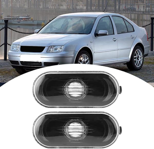 Blinklys, 2 stk. sideblinklys til bil med sort lampedæksel, passer til Bora/Golf 4/MK4