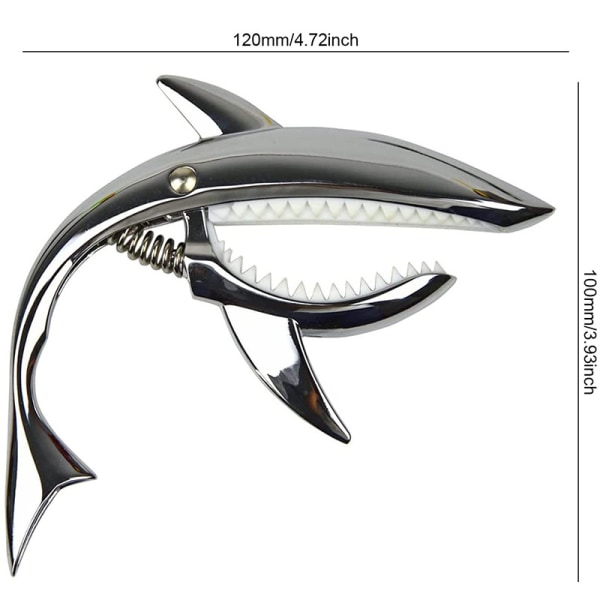 Mira-Tech Shark Zinklegering Fjäder Capo för Akustisk och Elektrisk Gitarr med Bra Handkänsla (Silver)