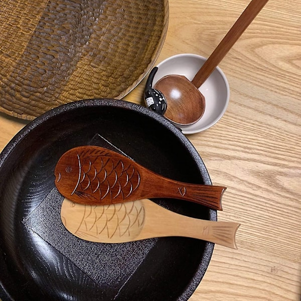 Retro Fiskmönster Träriskedal Köksredskap 2 Stycken