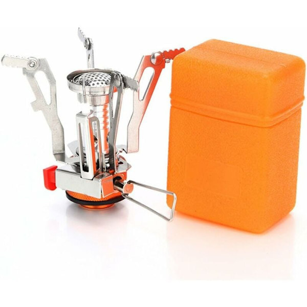 Kaasuretkikeitin Taitettava Kaasupoltin Minikeitin Superkevyt Tuulenpitävä Ruostumaton Teräs Vaellukselle Piknikille Grilliin (3000W, Sytytyksellä) Oranssi