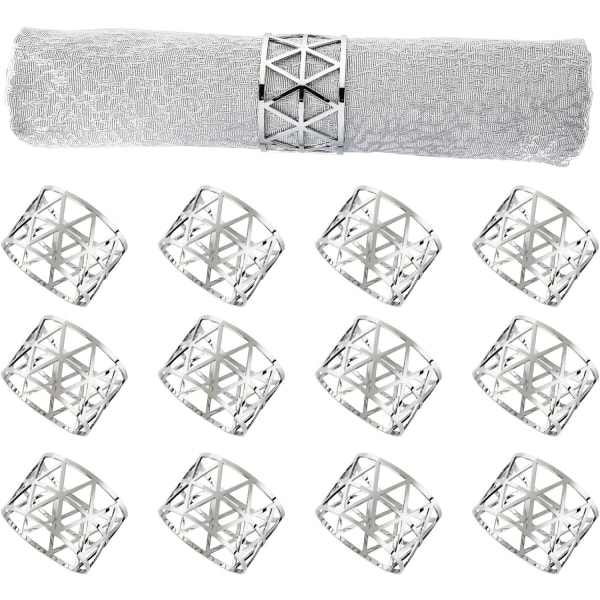 12 stk. sølv servietringe sæt servietholder metal servietring (sølv metal