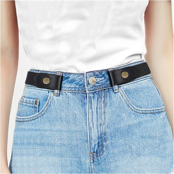 Spännlöst stretchbälte för damjeans, elastiskt spännlöst osynligt bälte