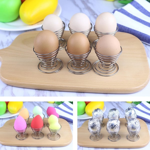Rustfritt stål egg holder sett 6 stk egg kopp egg holder egg brett