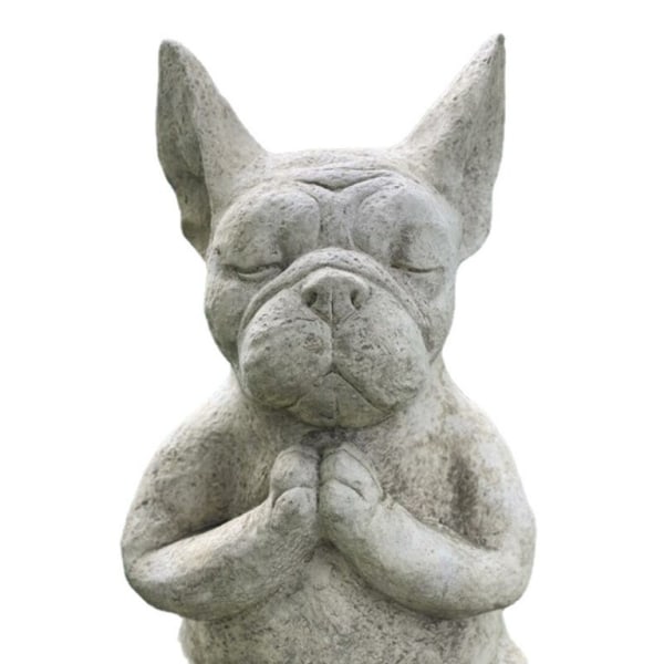 Utomhus Fransk Bulldog Trädgårdsstaty Meditation Harts Resin Hantverk Hund Minnesmärken D