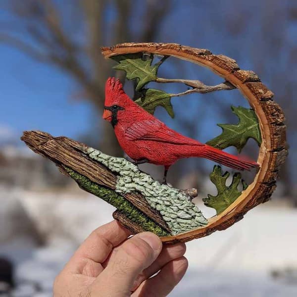 Kardinalfigur, Kunstharz-Vogel-Schnitzerei-Dekor, Rote Kardinal-Geschenke, Lebensecht