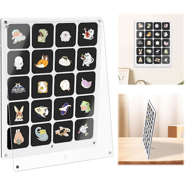 Brosche Display Case, Brosche Pin Display Organizer, Smykke Display Case med Klar Akryl Låg til Pins, Badges, Smykke Opbevaring og Display