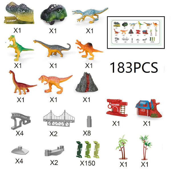 Dinosaurleker, skapa en dinosaurievärldsracerbana, flexibel spårlekset och coola dinosauriebilar för 3 4 5 6 år och uppåt pojkar flickor bästa present