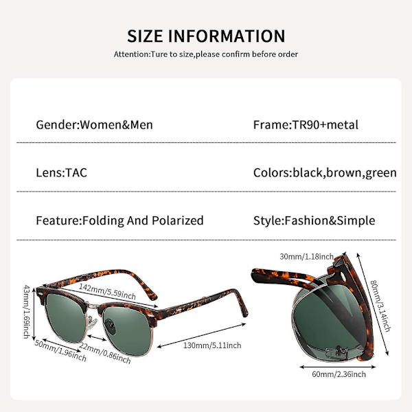 Polariserede Aviator Foldbare Solbriller: Mini Rejse Portable Firkantede Halv-rammeløse Spejlede Foldbare Briller Til Kørsel
