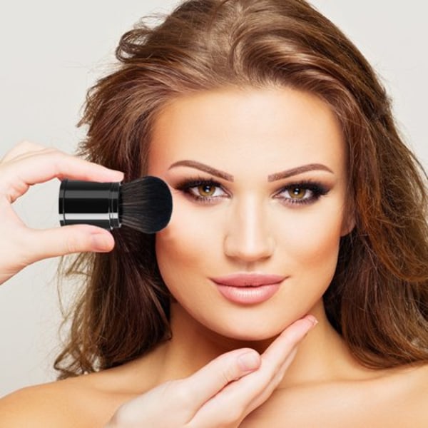 Makeup Brushes Retractable Powder Foundation Ansiktsløs børste (svart)
