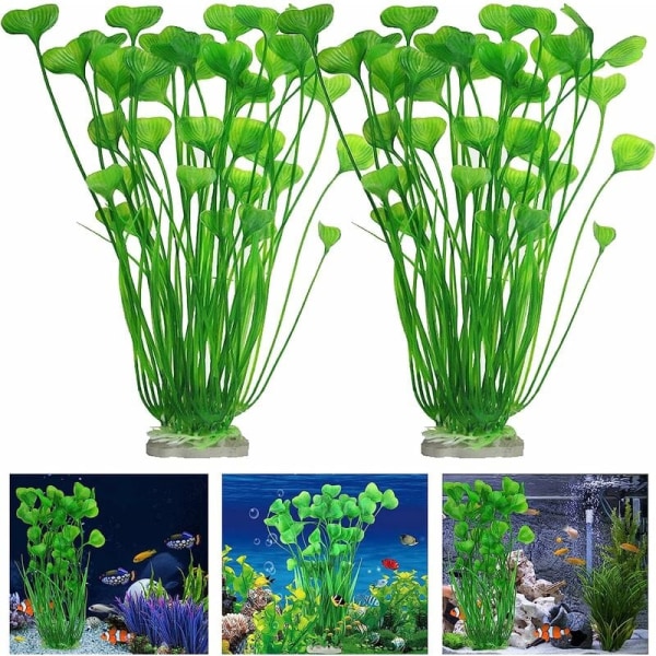 Realistiske kunstige vannplanter 2 stk levende akvarieplastplanter simulering vannplanter naturlige realistiske akvarieplanter kunstig vannplante for akvariedekorasjon