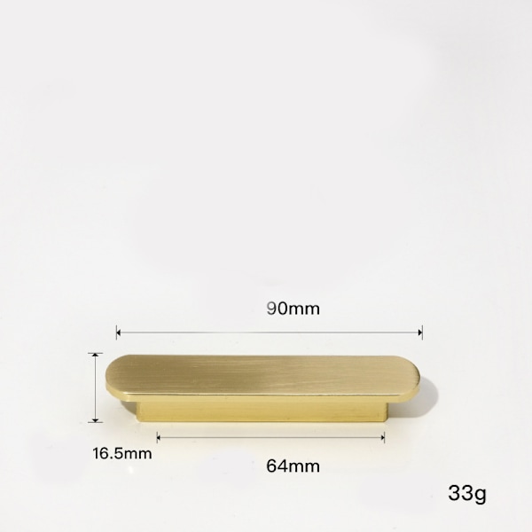6 stk. Børstet Messinggreb Guld Køkken Skab Greb -Skab Greb Børstet Messing Møbelgreb Centerafstand 64mm