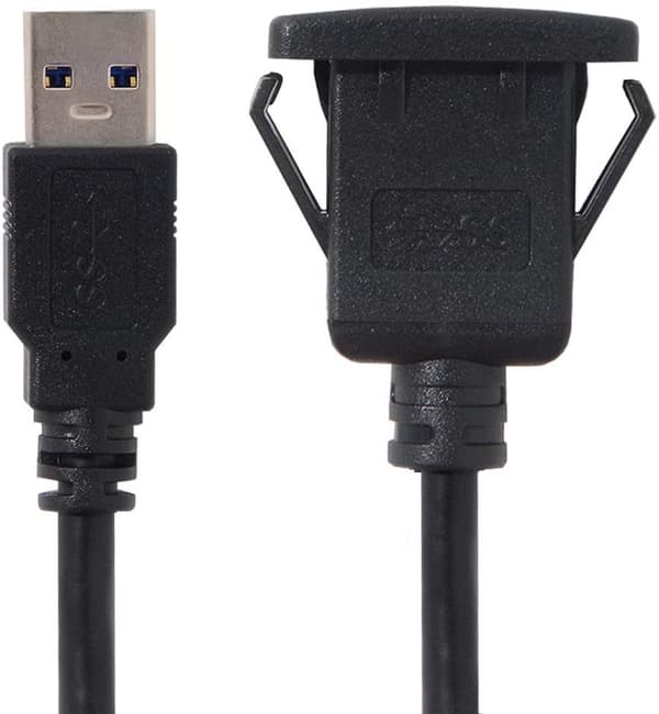 Vanntett USB 3.0-hjelpekabel for dashbord 1 m