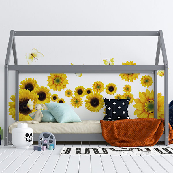 decalmile sommar solros väggdekaler trädgård blommor fjäril väggdekal