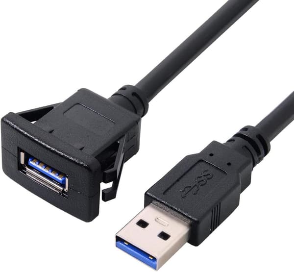 Vanntett USB 3.0-hjelpekabel for dashbord 1 m
