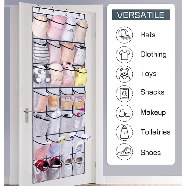 Over the door hanging shoe rack, hanging storage bag with 28 pockets, 55*17