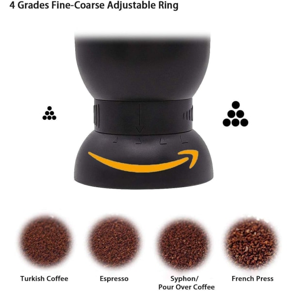 Manuell kaffekvarn med keramiska grader, handkaffekvarn med 2 behållare