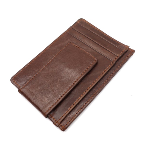 Money Clip Edessä taskulompakko Miesten nahkainen ohut minimalistinen lompakko